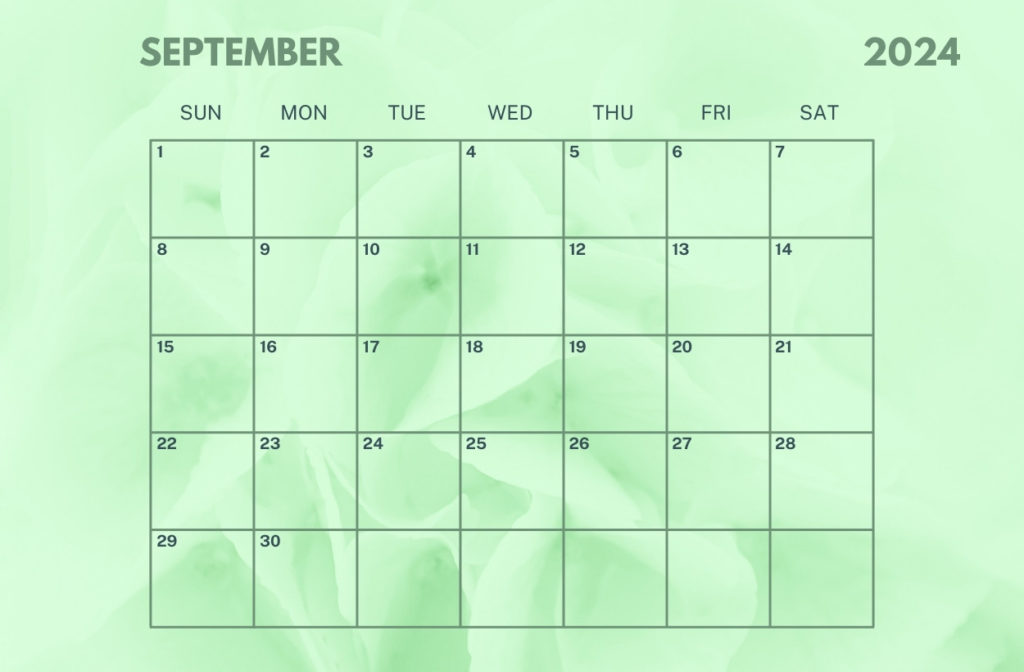 September 2024 Floral Calendar HD Wallpaper