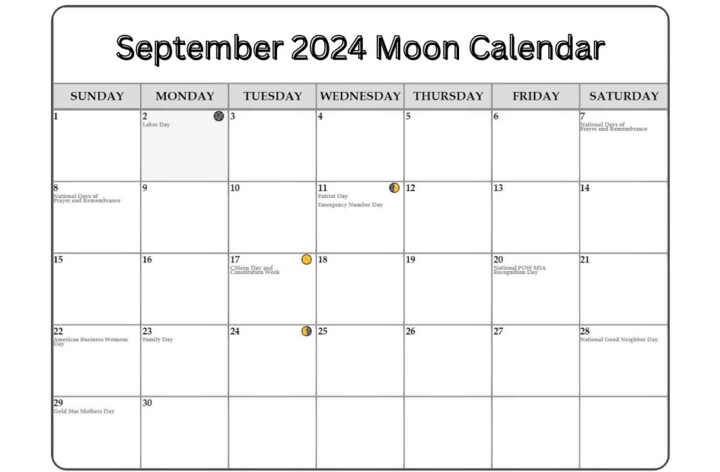 September 2024 Moon Calendar