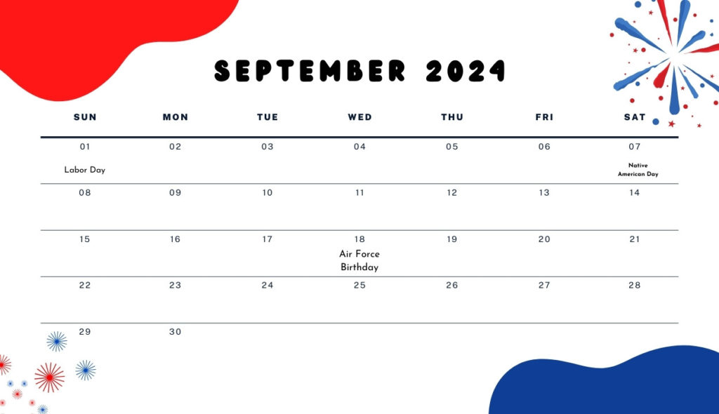 September 2024 USA Holidays Calendar Free