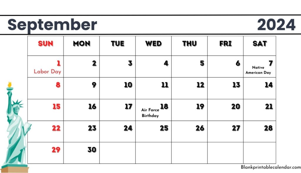 USA September 2024 Calendar With Holidays
