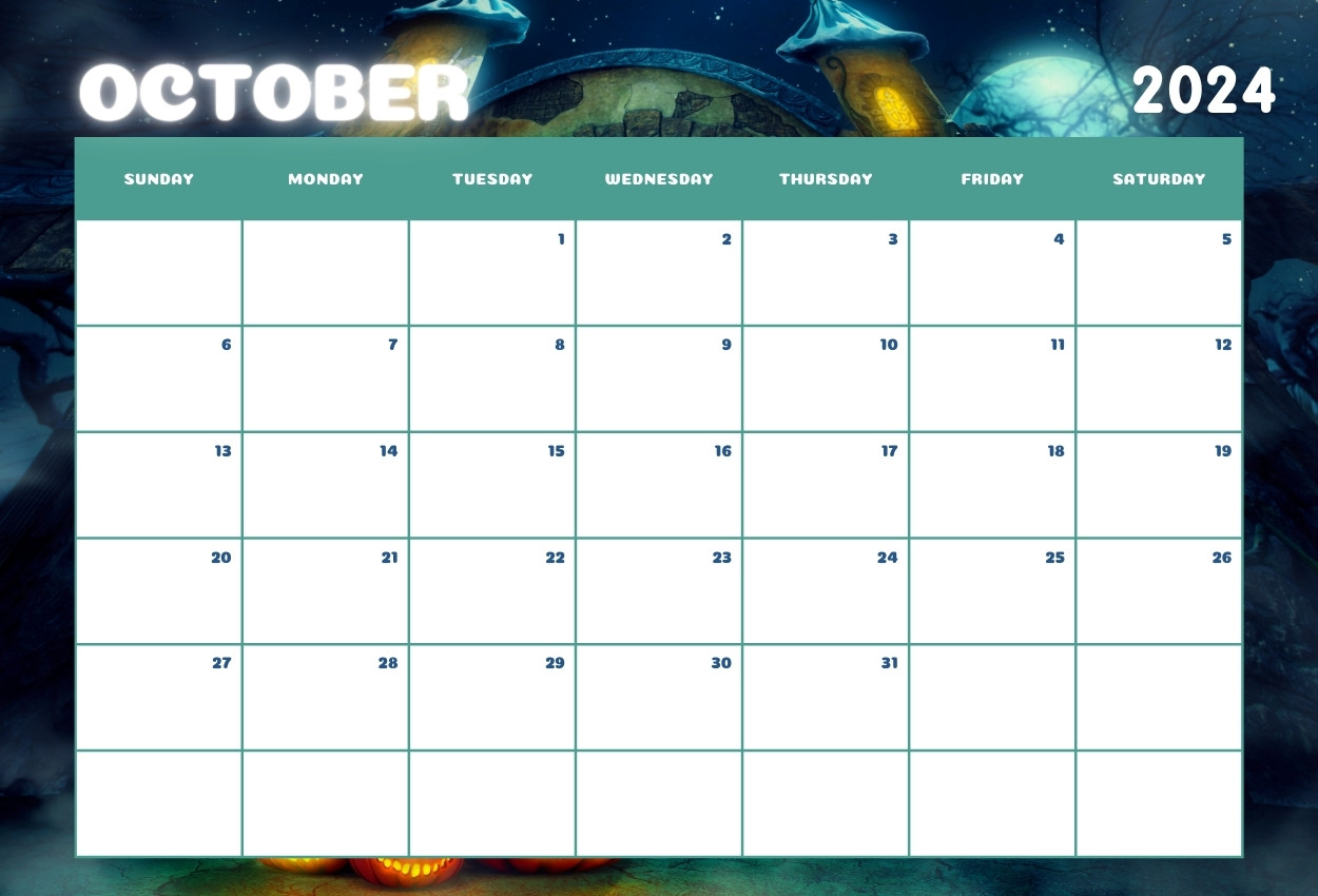 floral October 2024 calendar For Desktop