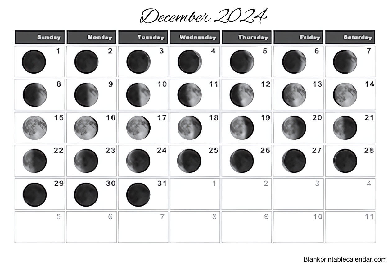 December 2024 Lunar Phases Calendar