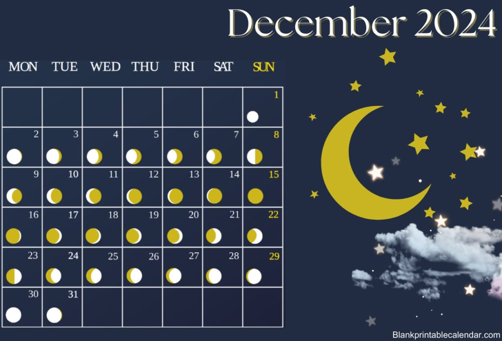 Moon Phases of December 2024 Calendar